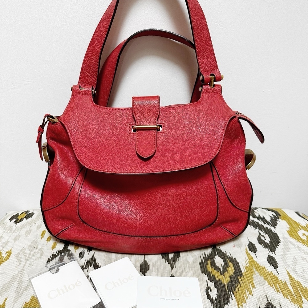 Chloe RARE Georgia Authentic Leather Shoulder Bag | Red |